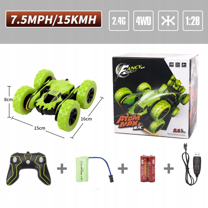 AUTO AKROBATA ZDALNIE STEROWANY SAMOCHÓD + PILOT 2,4 GHz AKUMULATOR 700mAh