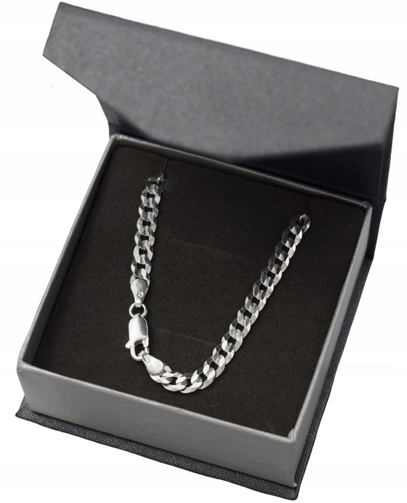 SREBRNA PEŁNA BRANSOLETKA MĘSKA PANCERKA PR. 925 + PUDEŁKO Z DEDYKACJĄ