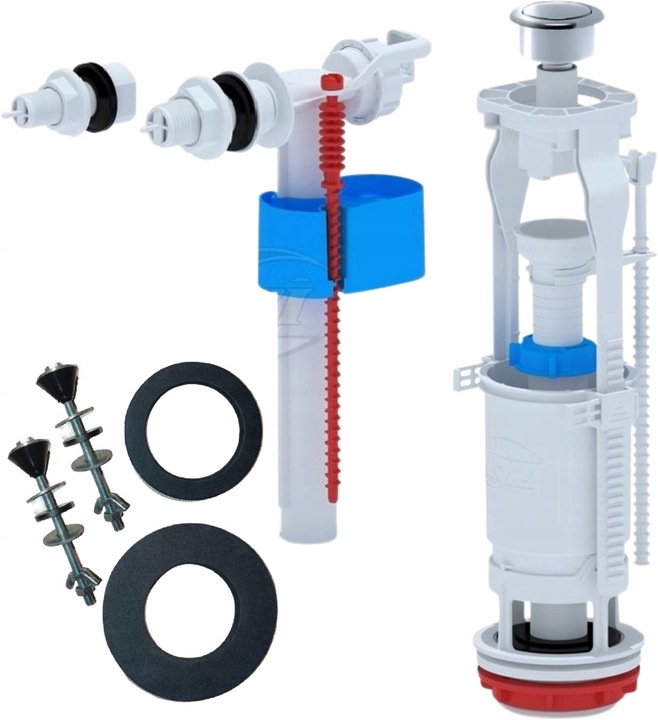 ZAWÓR SPUSTOWY WC SPŁUCZKI ZBIORNIKA+NAPEŁNIAJĄCY 1/2 3/8 +ZESTAW NAPRAWCZY