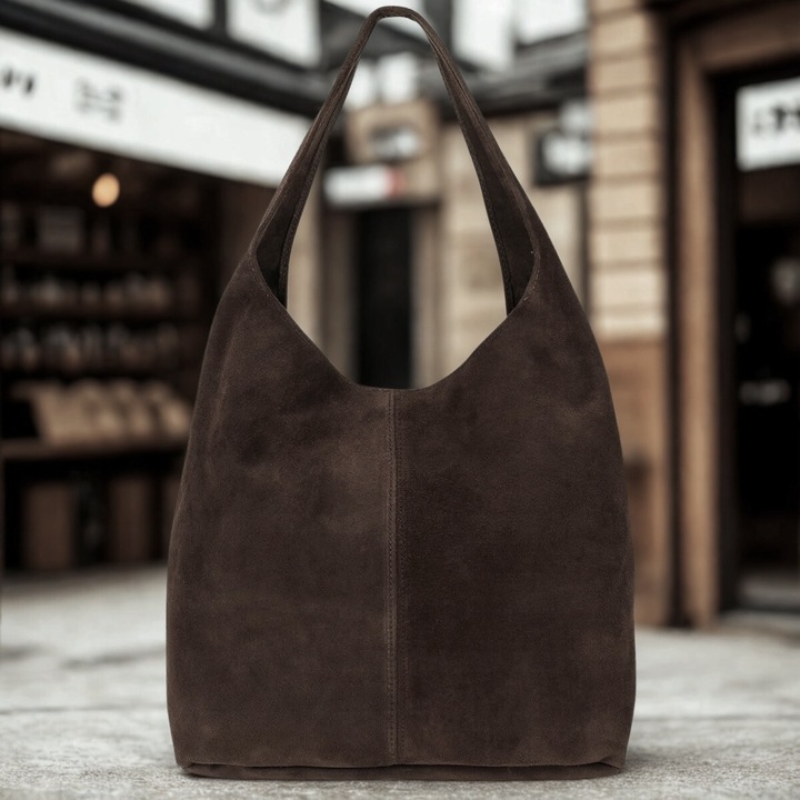 CZEKOLADOWA ZAMSZOWA TOREBKA WOREK BRĄZOWA TOREBKA ZAMSZ NATURALNY ZAMEK A4