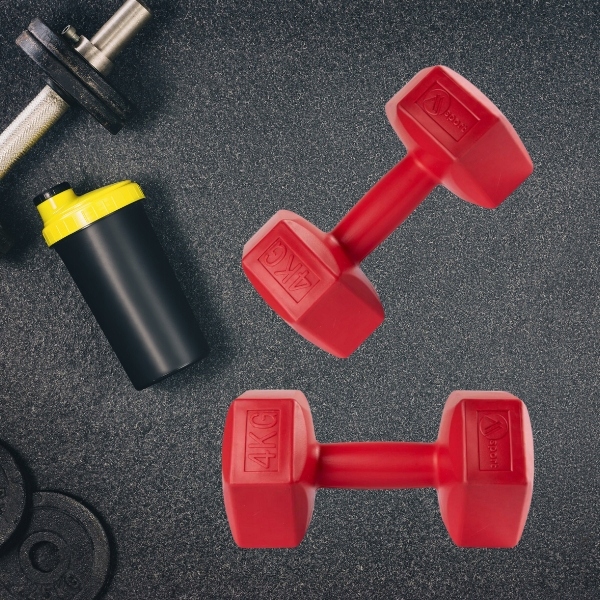 HANTLE BITUMICZNE 2x4KG HANTELKI HEXAGONALNE CIĘŻARKI DO ĆWICZEŃ FITNESS