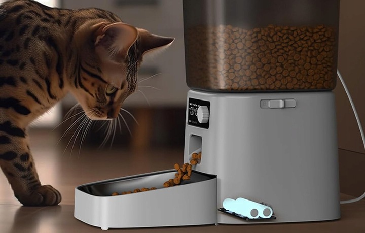 Oneisall Automatyczny Dozownik Miska Karmy Dla Psa Kota Biały 1.2 Podajnik