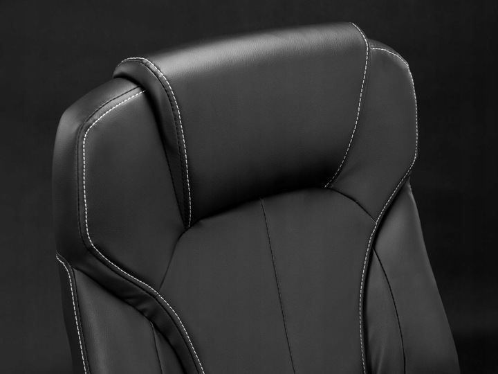FOTEL BIUROWY STYLOWY SKÓRZANY CZARNY OBROTOWY REGULOWANY