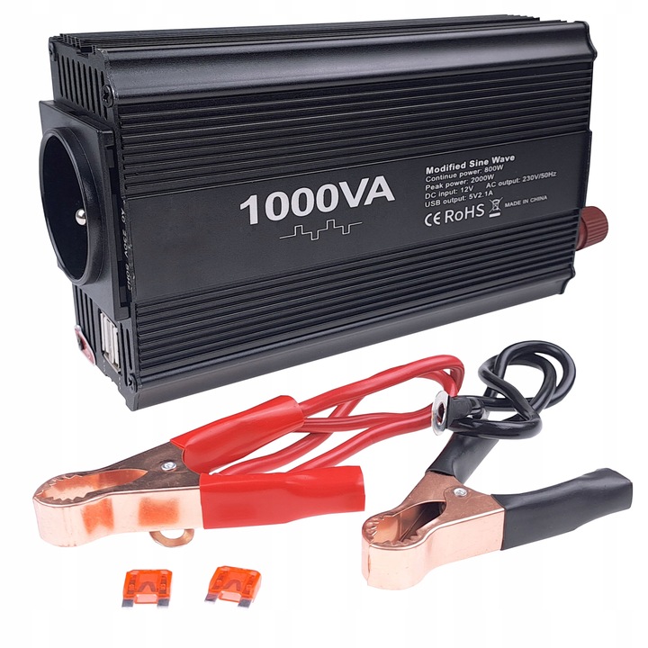 Przetwornica samochodowa inwerter napięcia DC/AC 12V 230V 800W | SinMod
