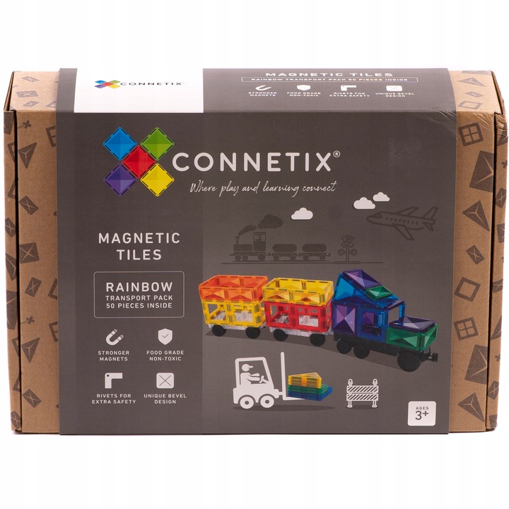 Connetix: klocki magnetyczne pociąg Transport Pack 50 el