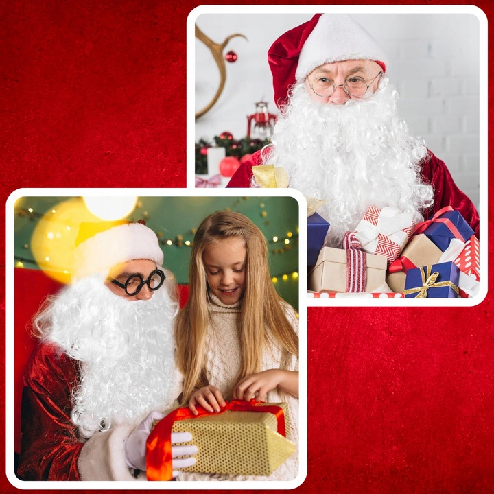 PERUKA I BRODA ZESTAWU ŚWIĘTEGO MIKOŁAJA STRÓJ ŚWIĘTY MIKOŁAJ BOŻ