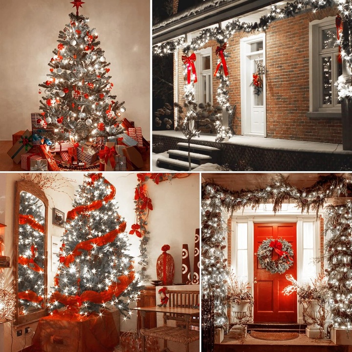 LAMPKI CHOINKOWE 1000 LED BIAŁE ZIMNE IP44 68 M 8 TRYBÓW NA CHOINKĘ