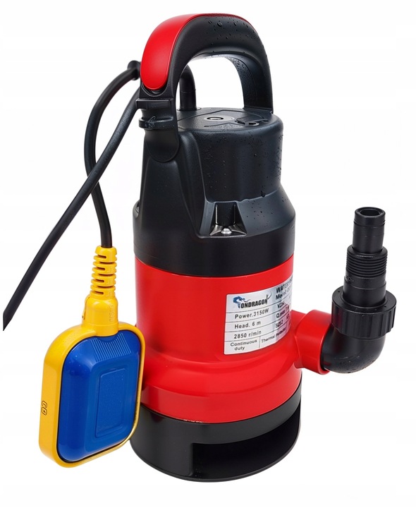 POMPA ZATAPIALNA DO WODY CZYSTEJ BRUDNEJ DESZCZÓWKI z PŁYWAKIEM 3150W mocna