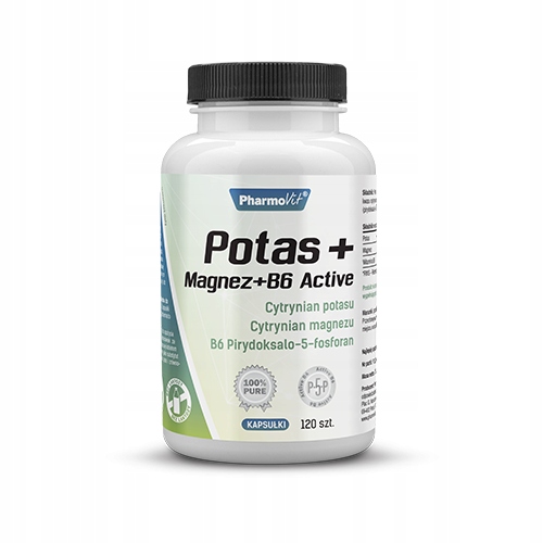 Potas + Magnez + B6 Active Pharmovit, suplement diety, 120 kapsułek