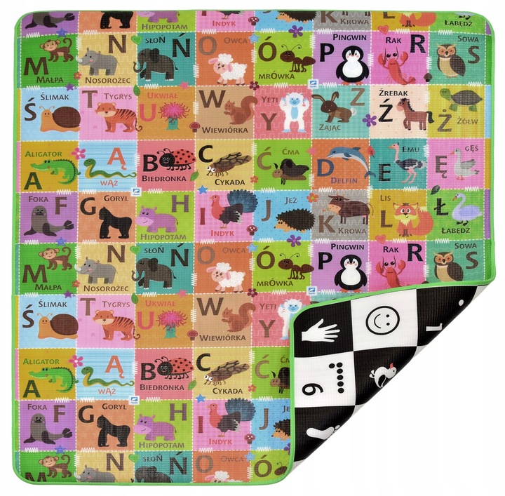 EDUKACYJNA MATA PIANKOWA SZACHOWNICA POLSKI ALFABET 180X200X0,5 DLA DZIECI