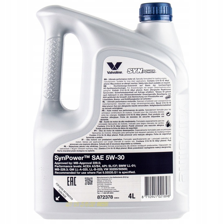 Olej Valvoline SYNPOWER 5W40 4L