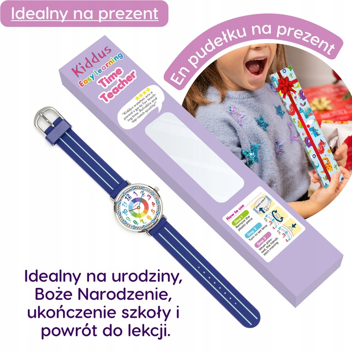 Kiddus zegarek dla dziecięcy Edukacyjny Niebieski Klasyczny