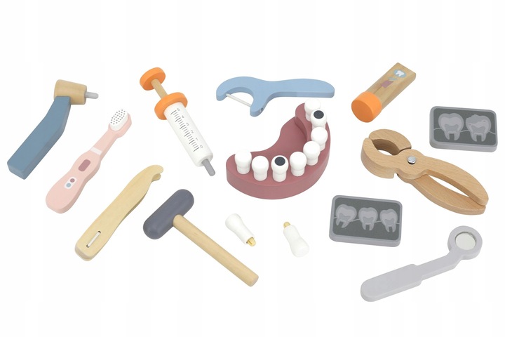 DREWNIANY ZESTAW DENTYSTY TORBA MAŁY DENTYSTA STOMATOLOG LEKARZ VIGA POLARB