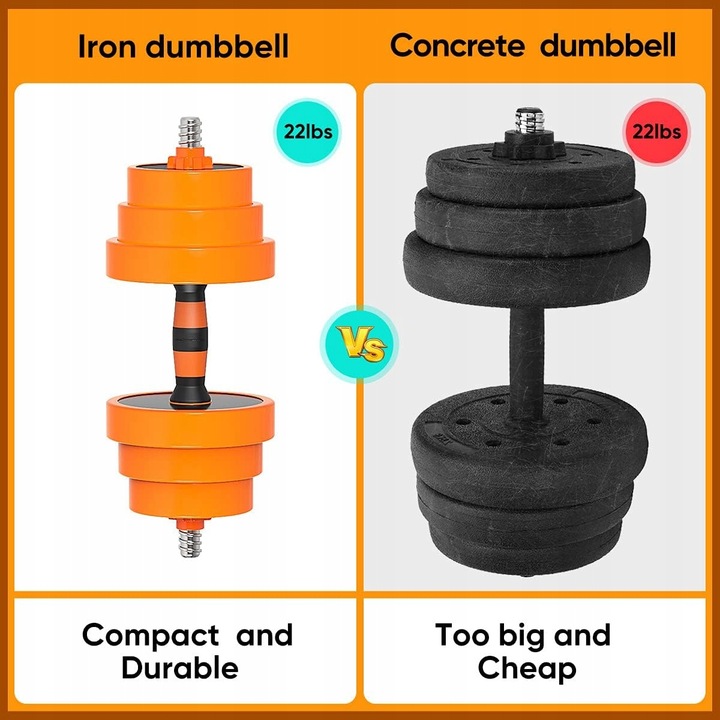 HANTLE REGULOWANE 2 X 10 KG ZESTAW STAL ANTYPOŚLIZGOWE SOLIDNE GUMA 20 KG