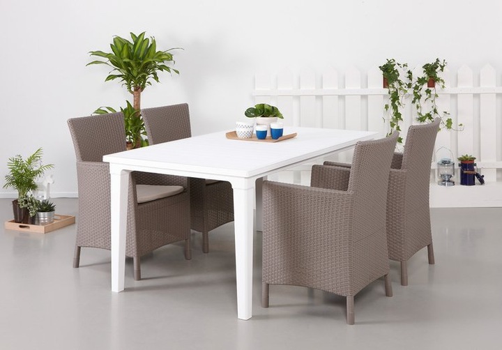 FOTEL OGRODOWY ALLIBERT KRZESŁO + PODUCHA BEŻOWY