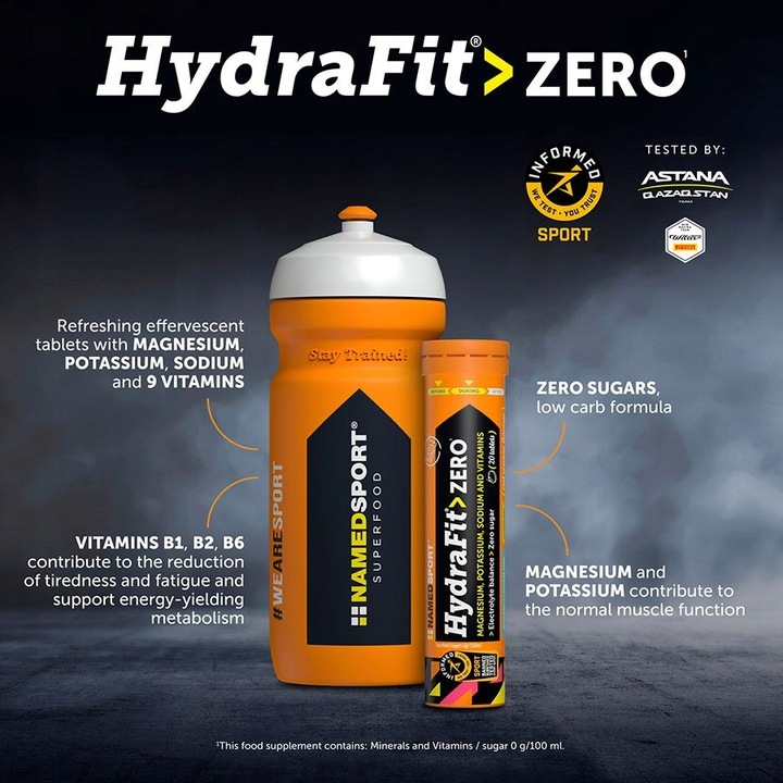 HYDRAFIT ZERO IZOTONIK NAMEDSPORT BEZ CUKRU 20 PASTYLEK Z BIDONEM