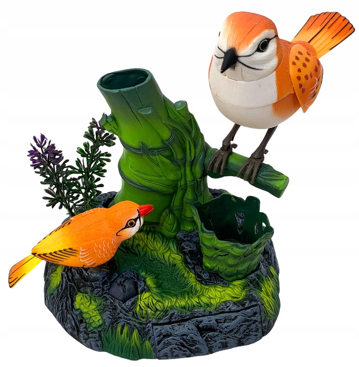 Ruchome ptaszki śpiewające pojemnik na biurko przybory figurka interakrywna