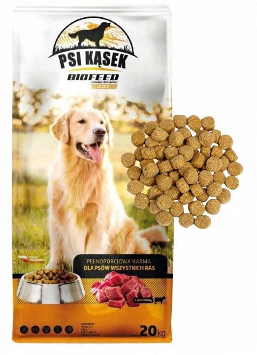 PSI KĄSEK BioFEED Karma dla psa z wołowiną 20kg