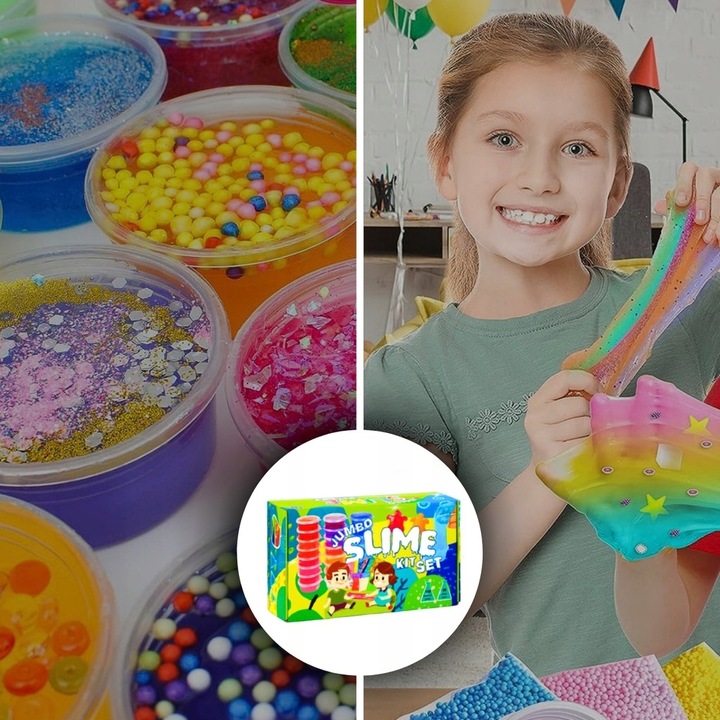 SLIME WIELKI ZESTAW DO ROBIENIA GLUTÓW 128W1 IDEALNY PRZENT DLA DZIECI XXL