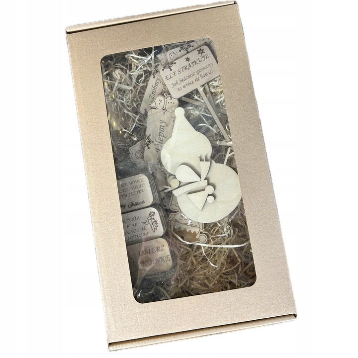 ZESTAW PAKA GADŻETÓW DREWNIANYCH DLA ELFA TABLICZKI ELFOMTER ZADANIA DRZWI