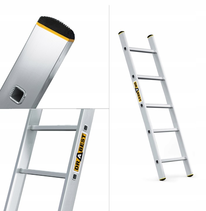 Drabina aluminiowa przystawna profesjonalna 5 stopniowa DRABEST + HAK