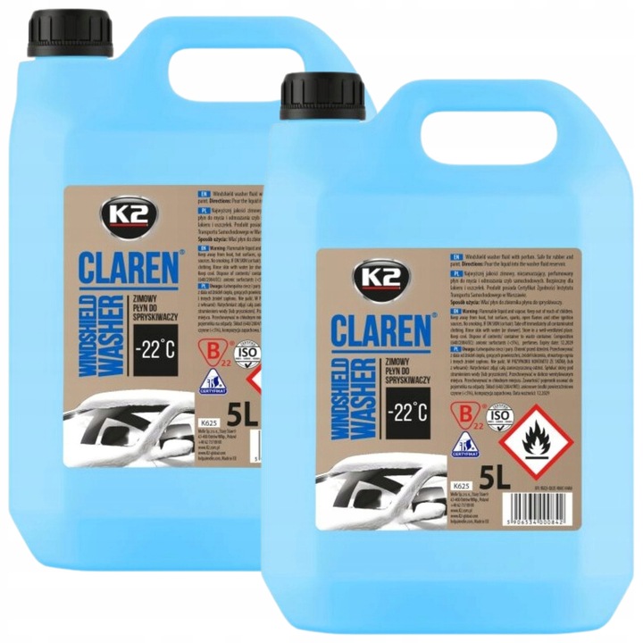 2x Zimowy Płyn Do Spryskiwaczy K2 Claren -22C 5L Mycie Szyb Skuteczny
