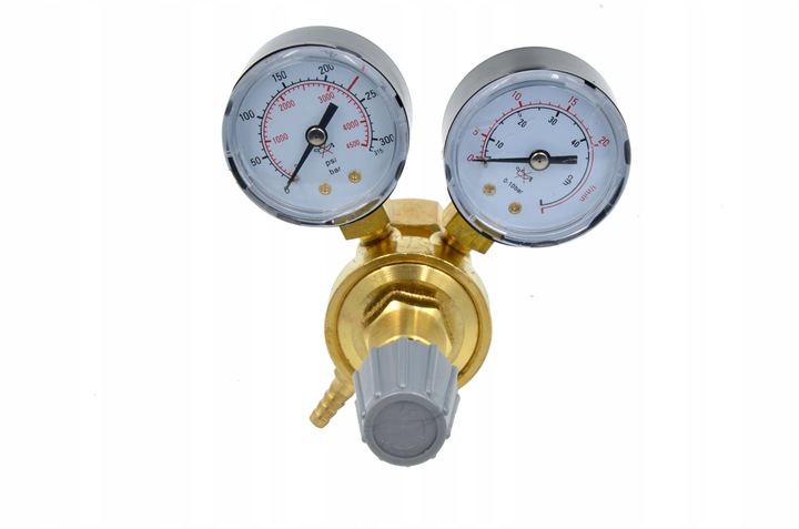 Reduktor CO2/ARGON z dwoma zegarami króciec