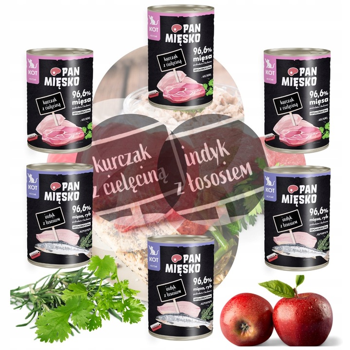 PAN MIĘSKO MOKRA KARMA DLA KOCIĄT WYJĄTKOWY MIX SMAKÓW 6 X 400 G