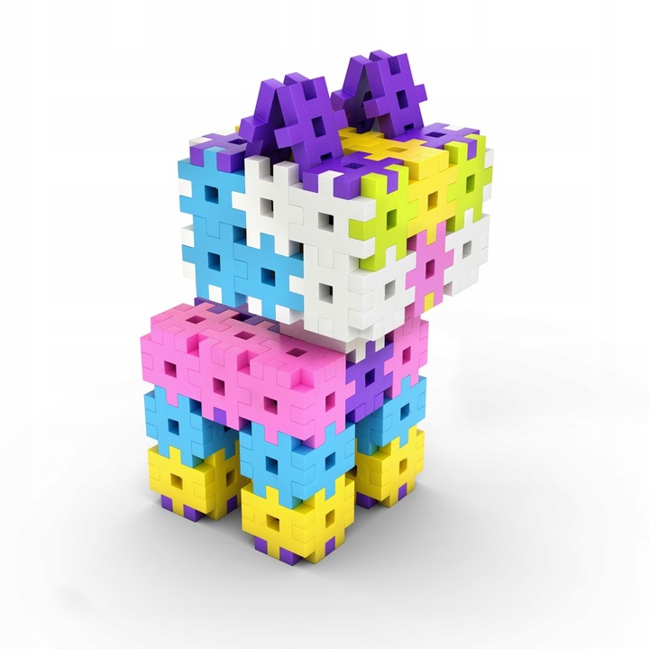 KLOCKI KONSTRUKCYJNE WAFLE MELI Basic Pink 300 El PASTELOWE RÓŻ PUZZLE 3D