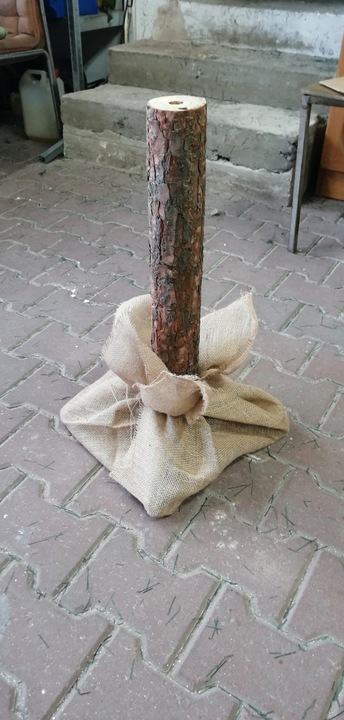 60cm Pień do choinki na pniu juta stojak naturalny choinkowy 4 nogi + juta