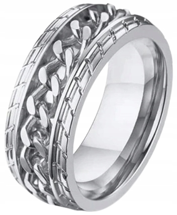 Srebrny Pierścień Sygnet Łańcuch Punk STAL