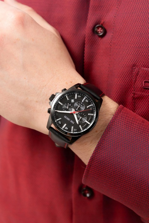 Zegarek męski Paul Lorens MAKALU skórzany pasek brązowy datownik - 2 PASKI