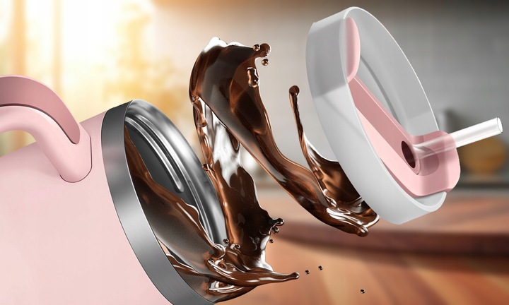 MagiCook KUBEK TERMICZNY 1200 ML ZE SŁOMKĄ STYLE USA Różowy