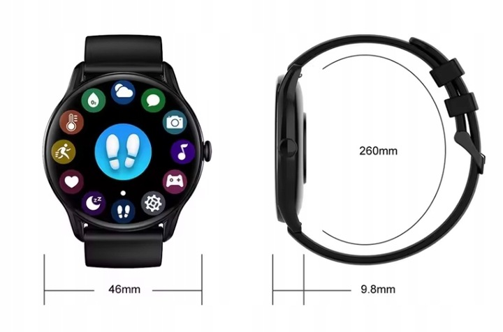 ZEGAREK SMARTWATCH SPORTOWY ROZMOWY MĘSKI DAMSKI POLSKIE MENU CZARNY 2PASKI