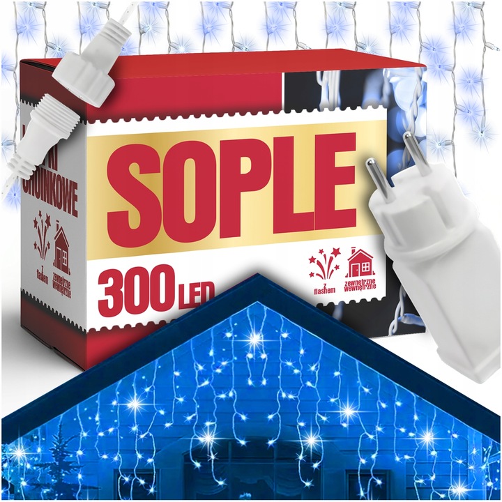 SOPLE LAMPKI CHOINKOWE 300 LED 15,2 M ZEWNĘTRZNE ŚWIĄTECZNE ŚWIATEŁKA FLASH