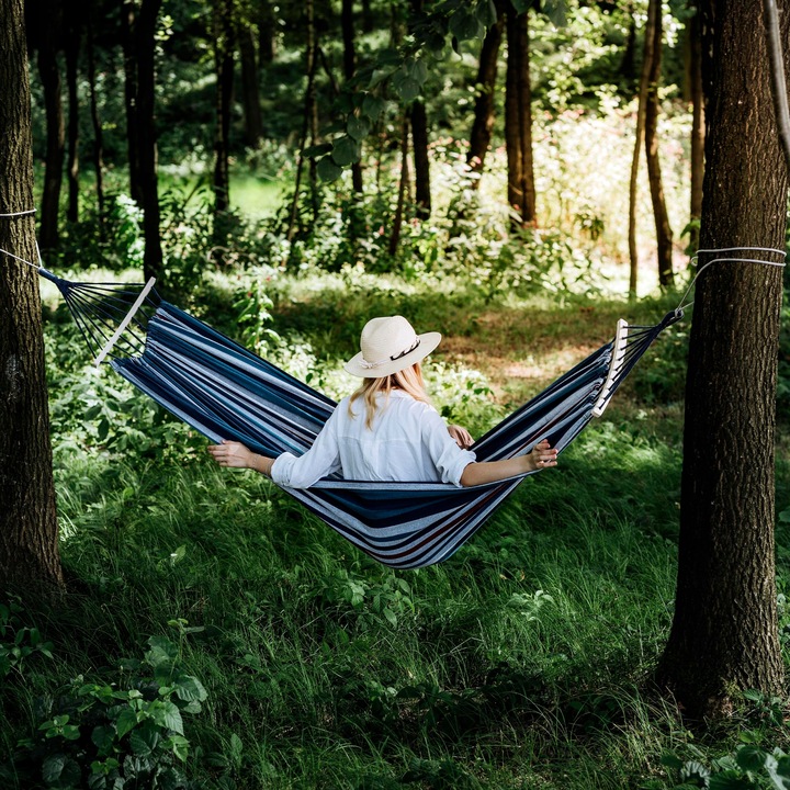 HAMAK Ogrodowy 2 Osobowy HUŚTAWKA XXL 200x150cm 2 Liny Pasy Haki Pokrowiec