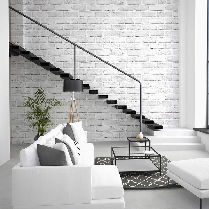 SAMOPRZYLEPNA TAPETA BIAŁA CEGŁA 3D OKLEINA 45cm x 10m