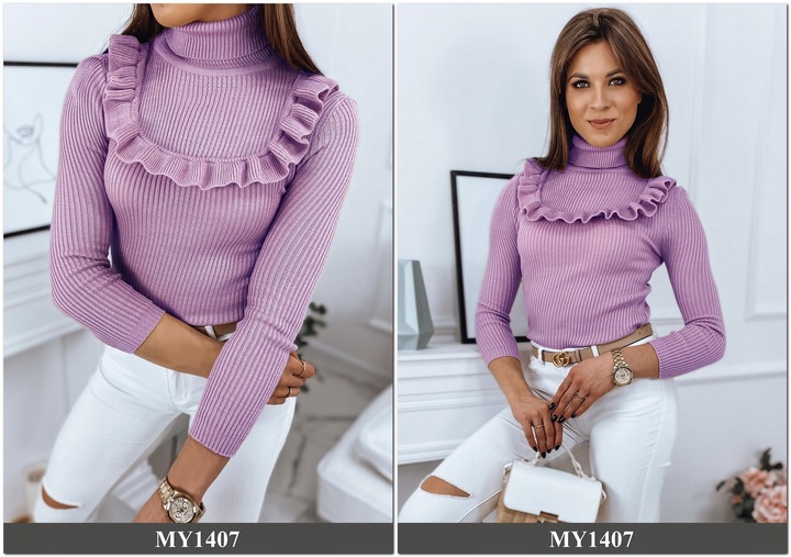 PRĄŻKOWANY SWETER DAMSKI GOLF KOLORY ox128 UNI