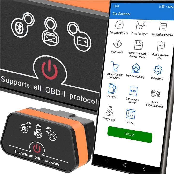 INTERFEJS DIAGNOSTYCZNY OBD2 BLUETOOTH ANDROID iOS WINDOWS - MENU PL BT 4.0