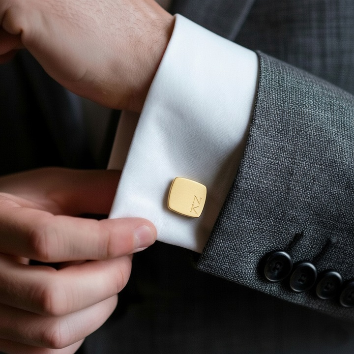 Złote spinki do mankietów z grawerem ZaNa Design