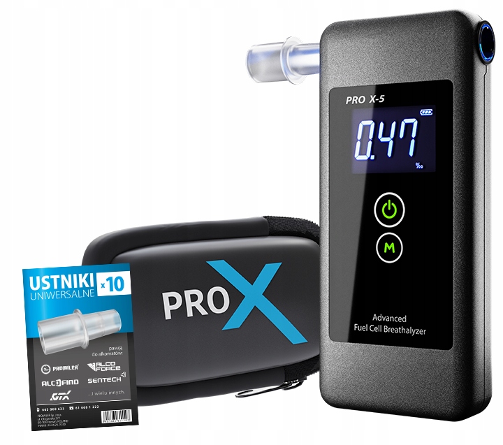 Alkomat PRO X-5 ORYGINALNY + 50 USTNIKÓW + 12 miesięcy KALIBRACJI