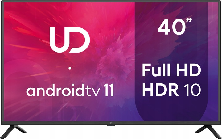 TELEWIZOR UD 40 CALI FULL HD ANDROID SMART TV WIFI DVBT T2 HEVC CZARNY