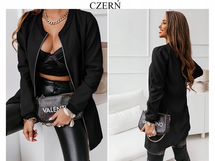 PŁASZCZ KURTKA STYLOWA ŚCIĄGACZ ZAMEK KOLORY L/XL