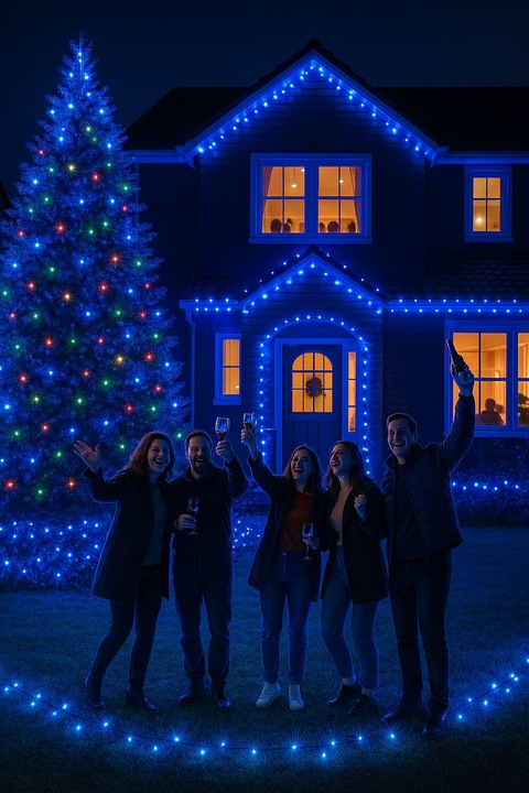 LAMPKI CHOINKOWE 1000 LED NIEBIESKIE + FLASH ZEWNĘTRZNE IP44