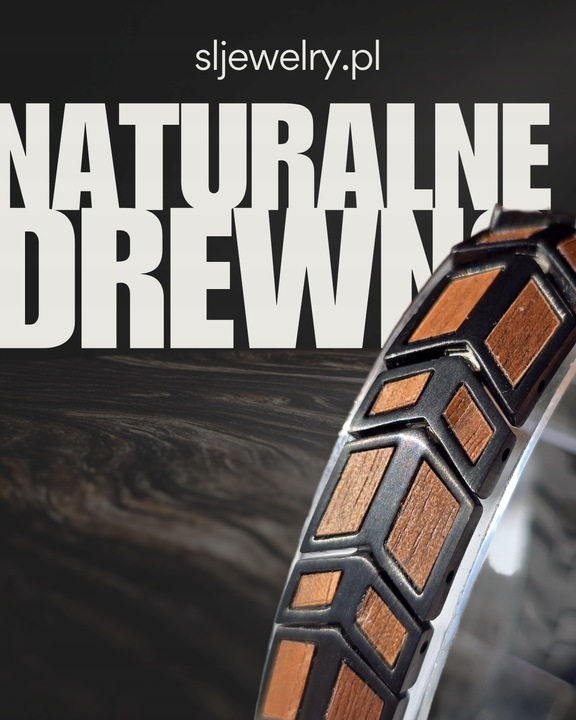 Męska bransoleta ze stali nierdzewnej i naturalnego drewna