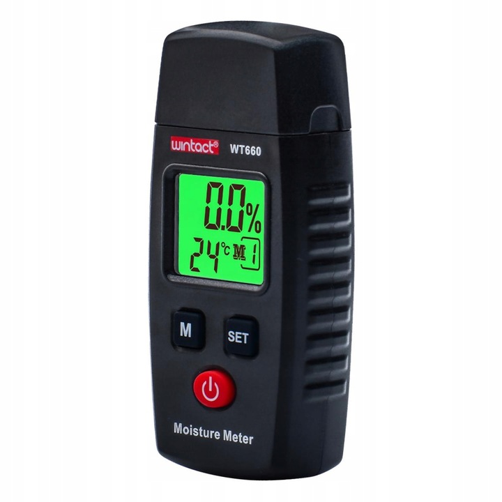 WILGOTNOŚCIOMIERZ MIERNIK WILGOTNOŚCI DREWNA MATERIAŁÓW BUDOWLANYCH LCD CD