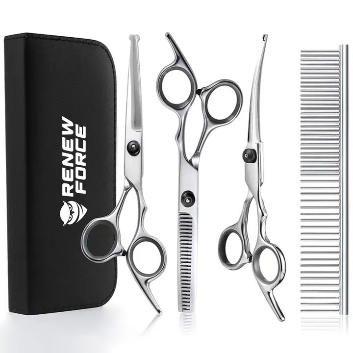 Profesjonalny Zestaw do strzyżenia nożyczki dla psów kotów Etui grzebień