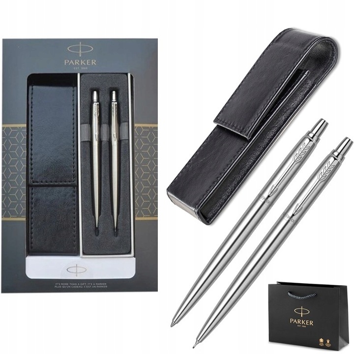Długopis Ołówek Parker Jotter Stalowy GRAWER Prezentowy Walentynki + Gumka
