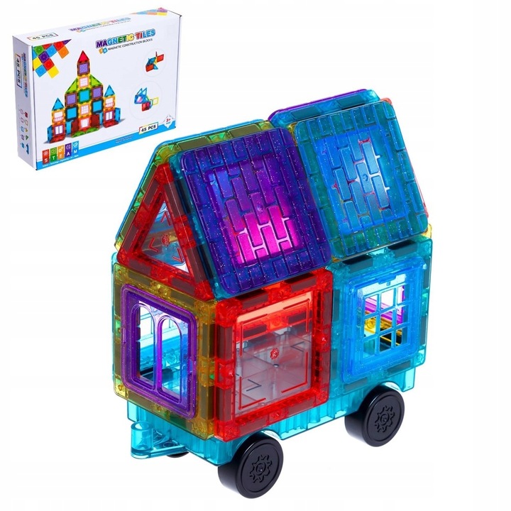 KLOCKI MAGNETYCZNE 3D Układanka Edukacyjna 45 elementów
