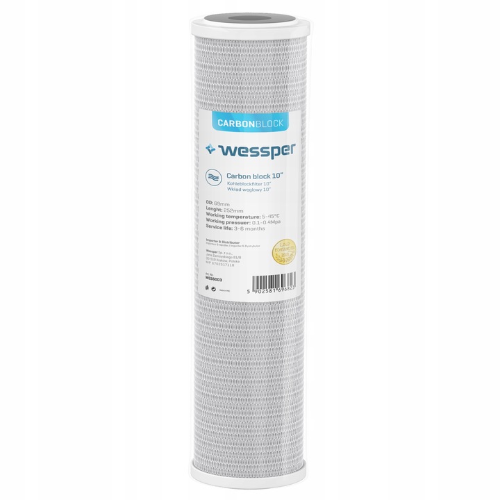 Wessper filtr do wody węglowy filtracja 10" wstępny 5 mikron PP5 10 sztuk